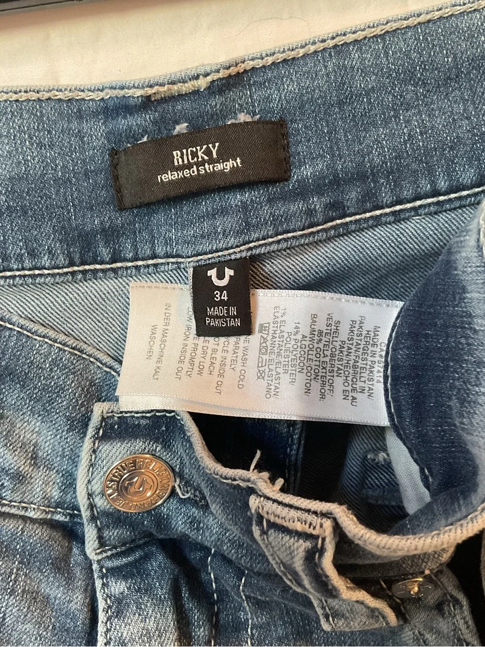 True Religion Ricky Relaxed Straight Jeans Size 34